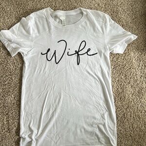 Bella Canvas Wife Shirt, Women’s Size Small. Color White